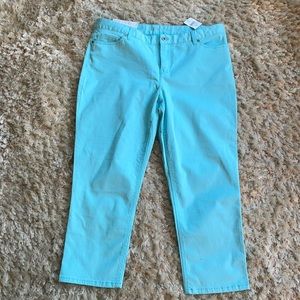 J. Jill authentic fit turquoise cropped jeans NWT